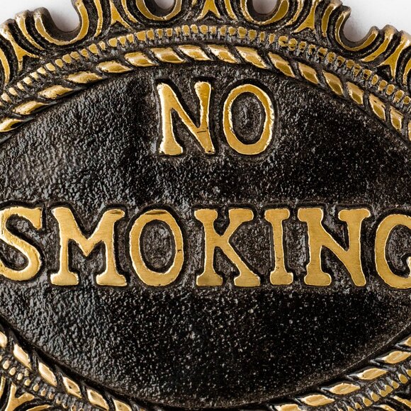 Handcrafted No Smoking Sign Plate Elegant Metal Warning Plaque for Home, Office - Picture 5 of 10